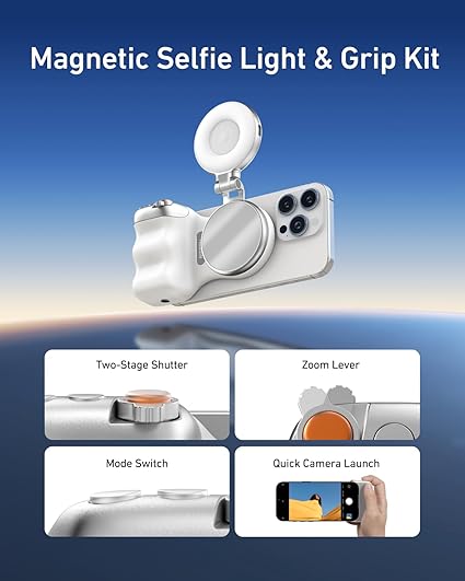 TELESIN Magnetic Camera Grip & LED Selfie Light – Pro Content Creator Bundle